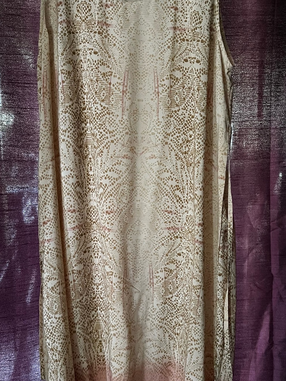 Mlle Gabrielle Cream and Light Brown Printed Dress